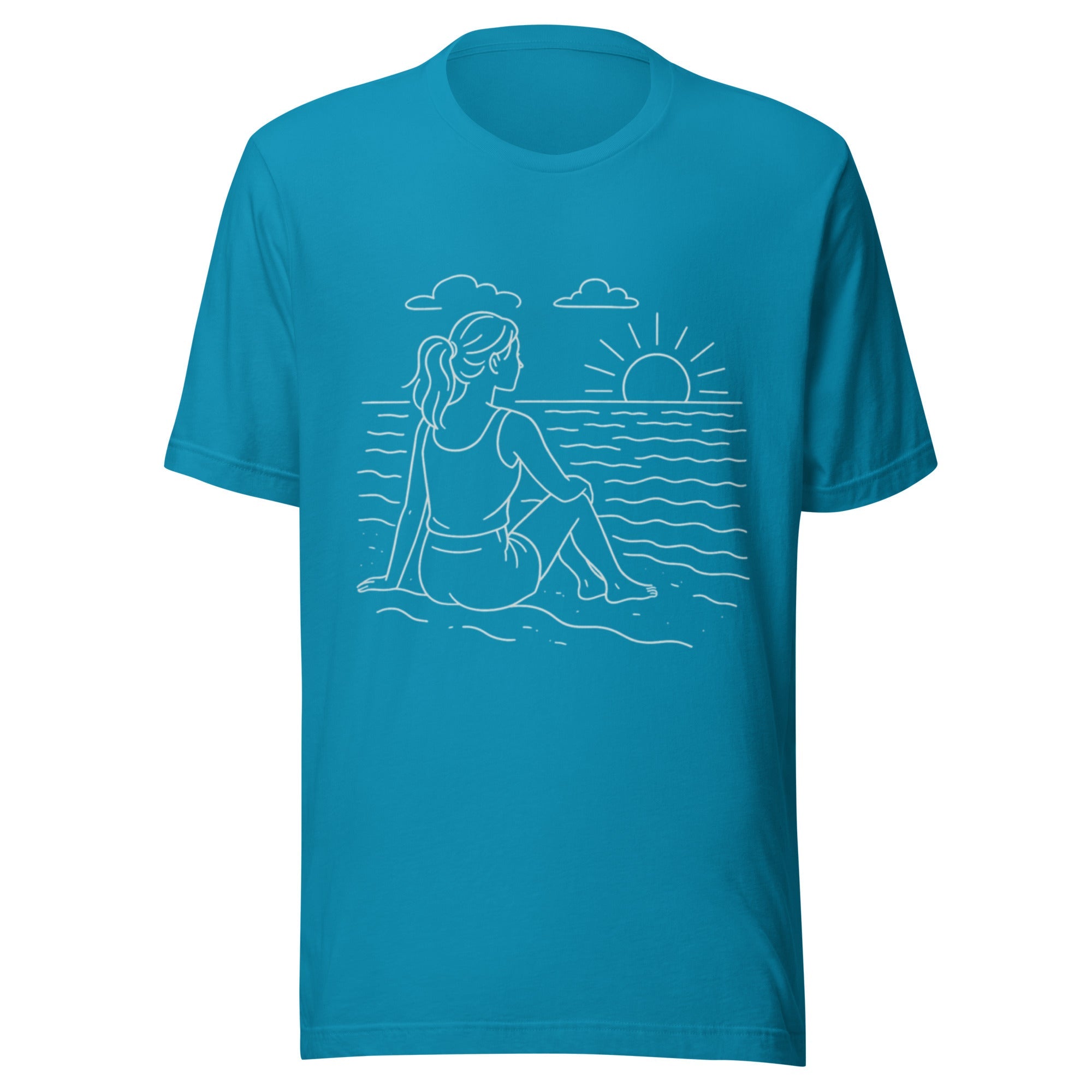 Beach Scene Unisex T-Shirt - Aqua - The Elise Emporium