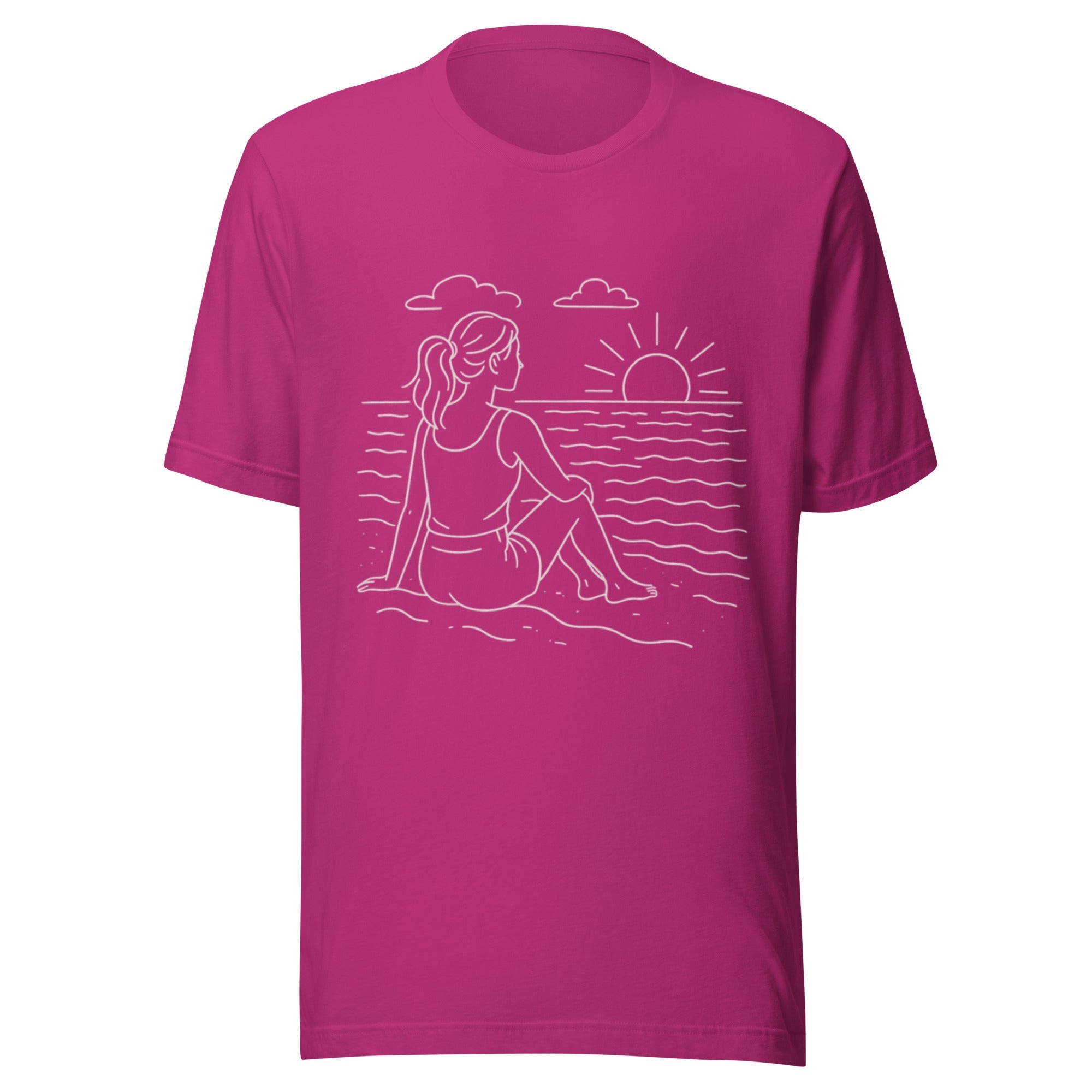 Beach Scene Unisex T-Shirt - Berry - The Elise Emporium