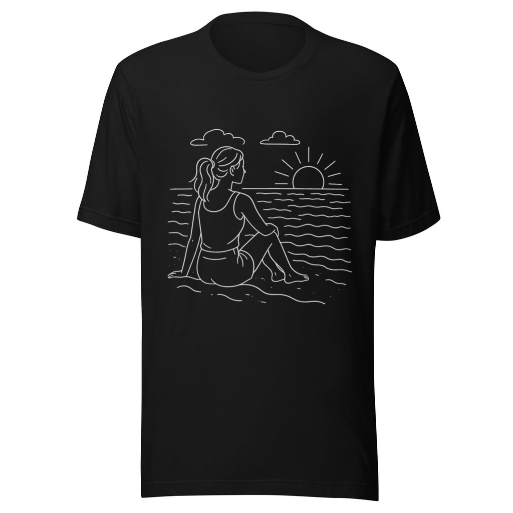Beach Scene Unisex T-Shirt - Black - The Elise Emporium