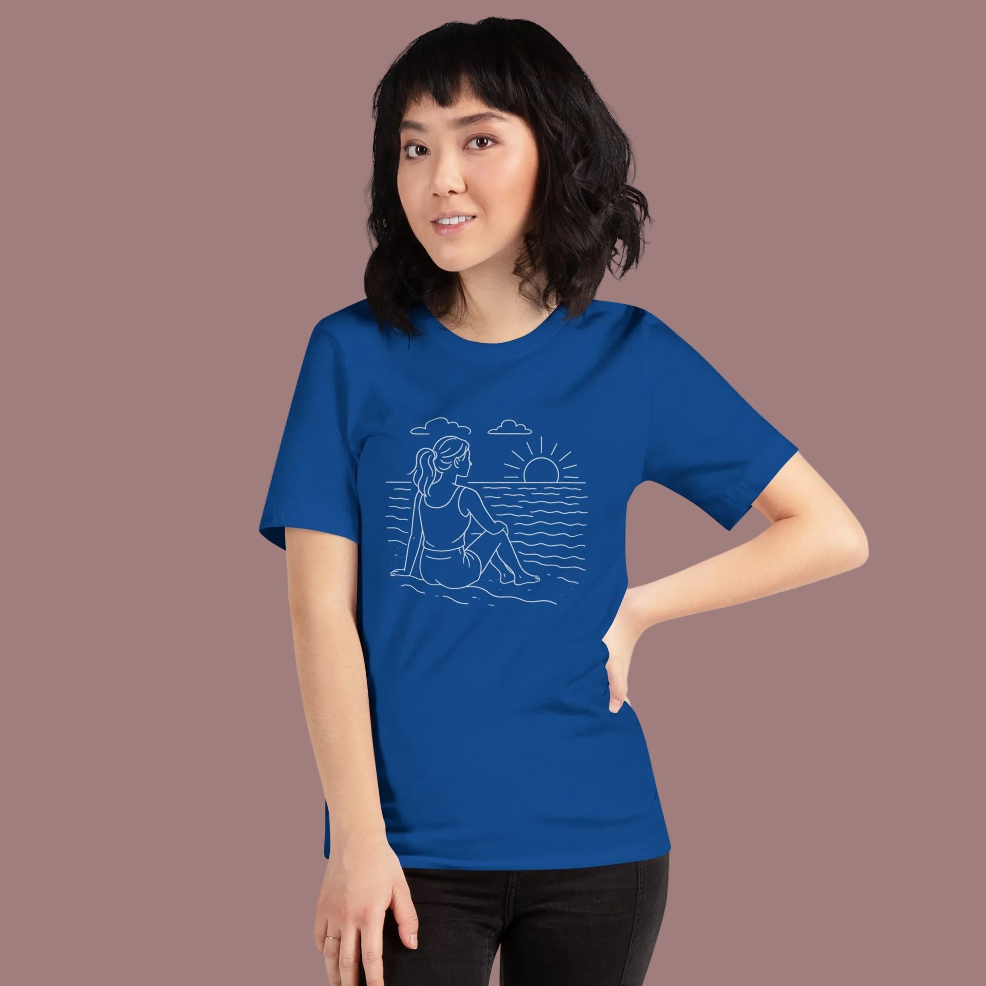 Beach Scene Unisex T-Shirt - Black - The Elise Emporium