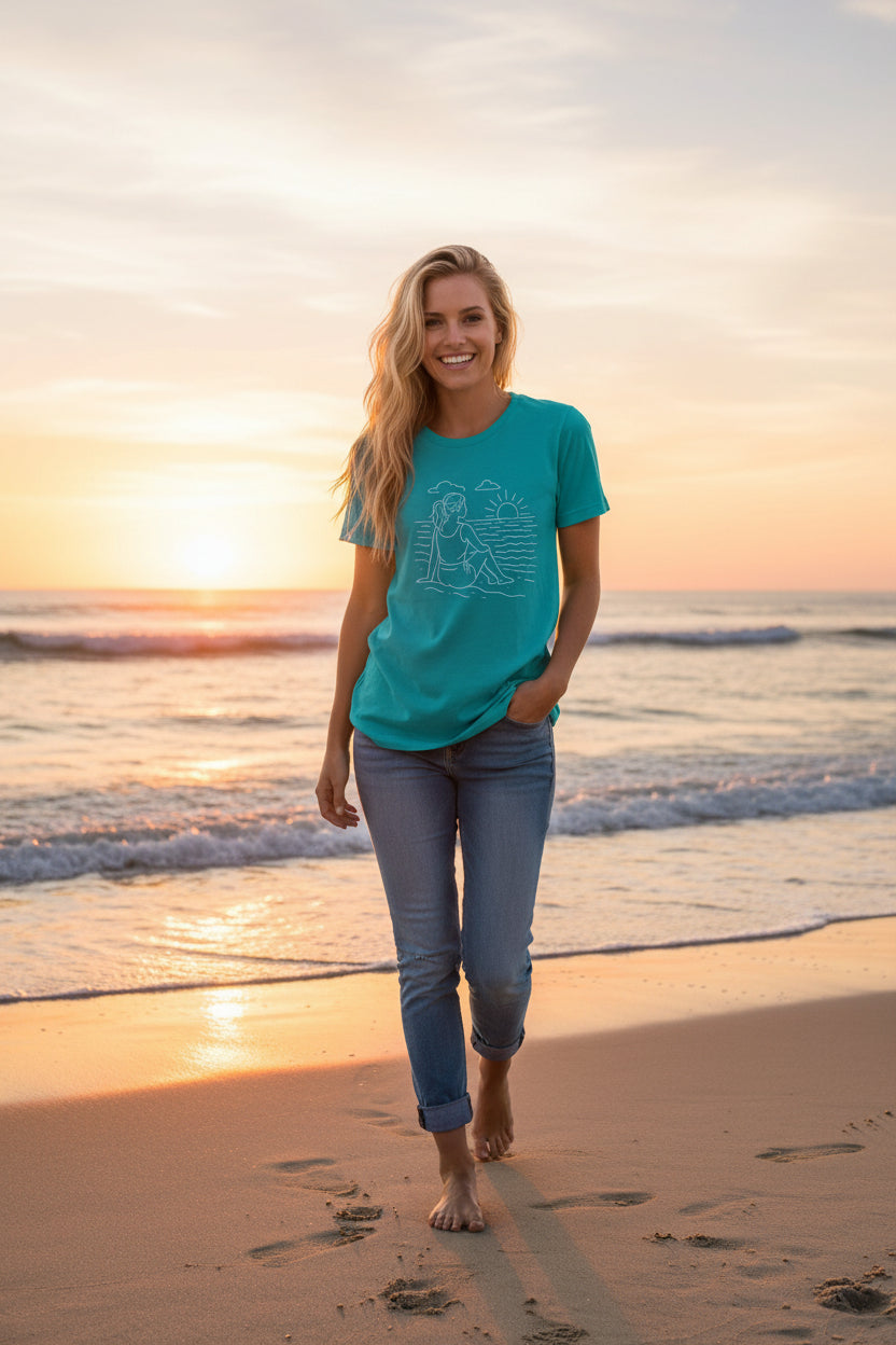 Beach Scene Unisex T-Shirt - Black - The Elise Emporium
