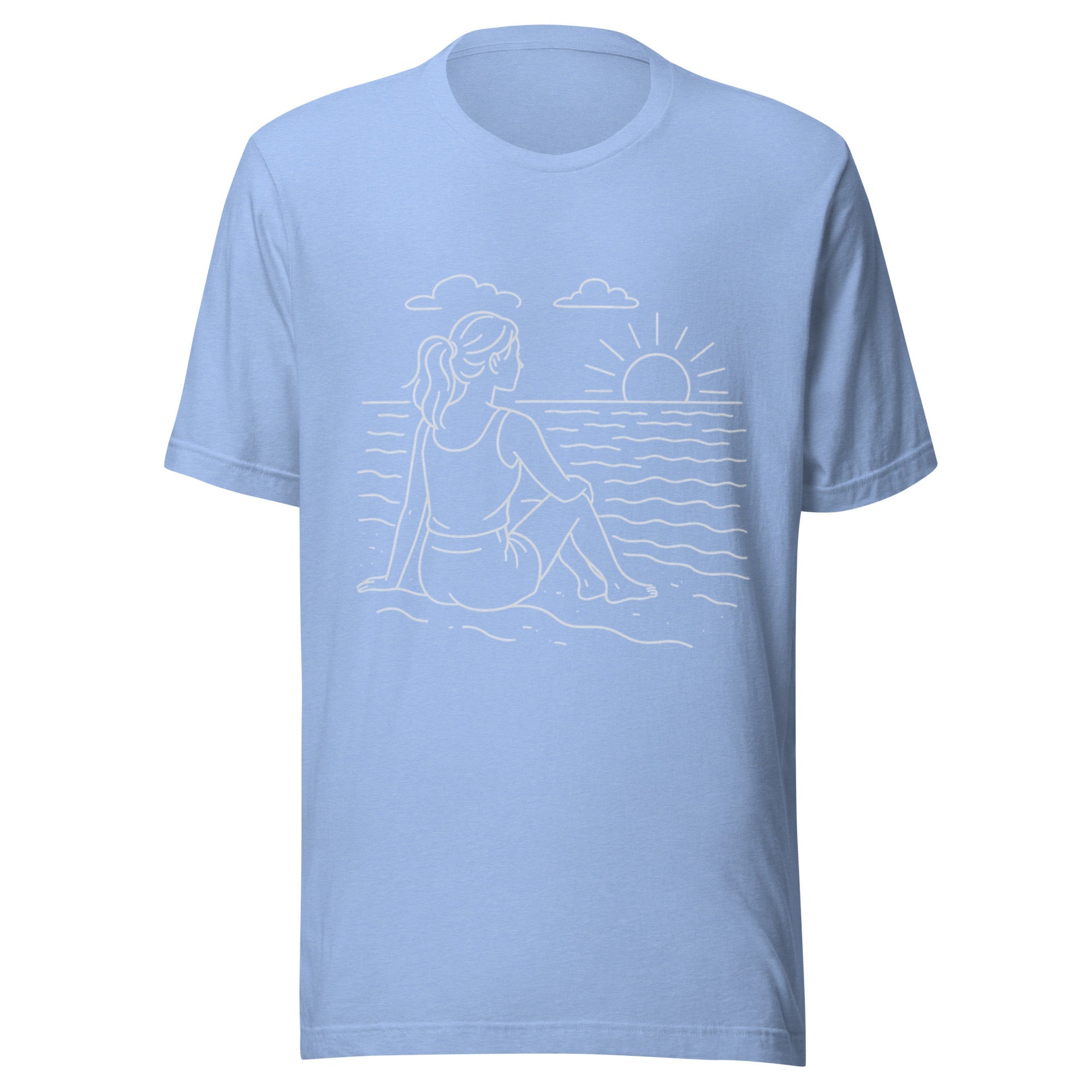 Beach Scene Unisex T-Shirt - Heather Carolina Blue - The Elise Emporium