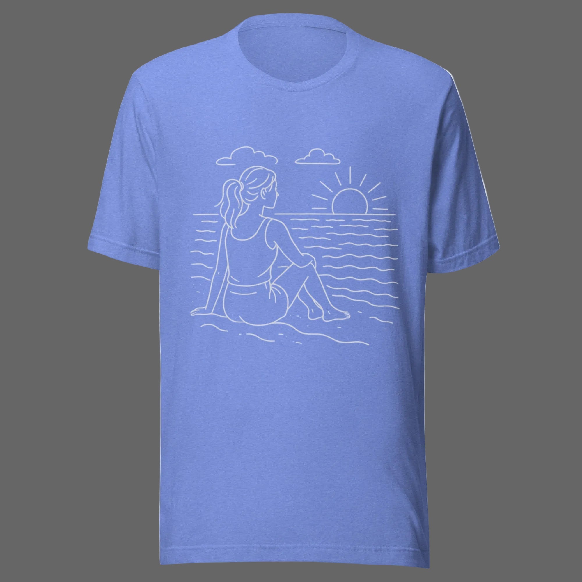 Beach Scene Unisex T-Shirt - Heather Columbia Blue - The Elise Emporium