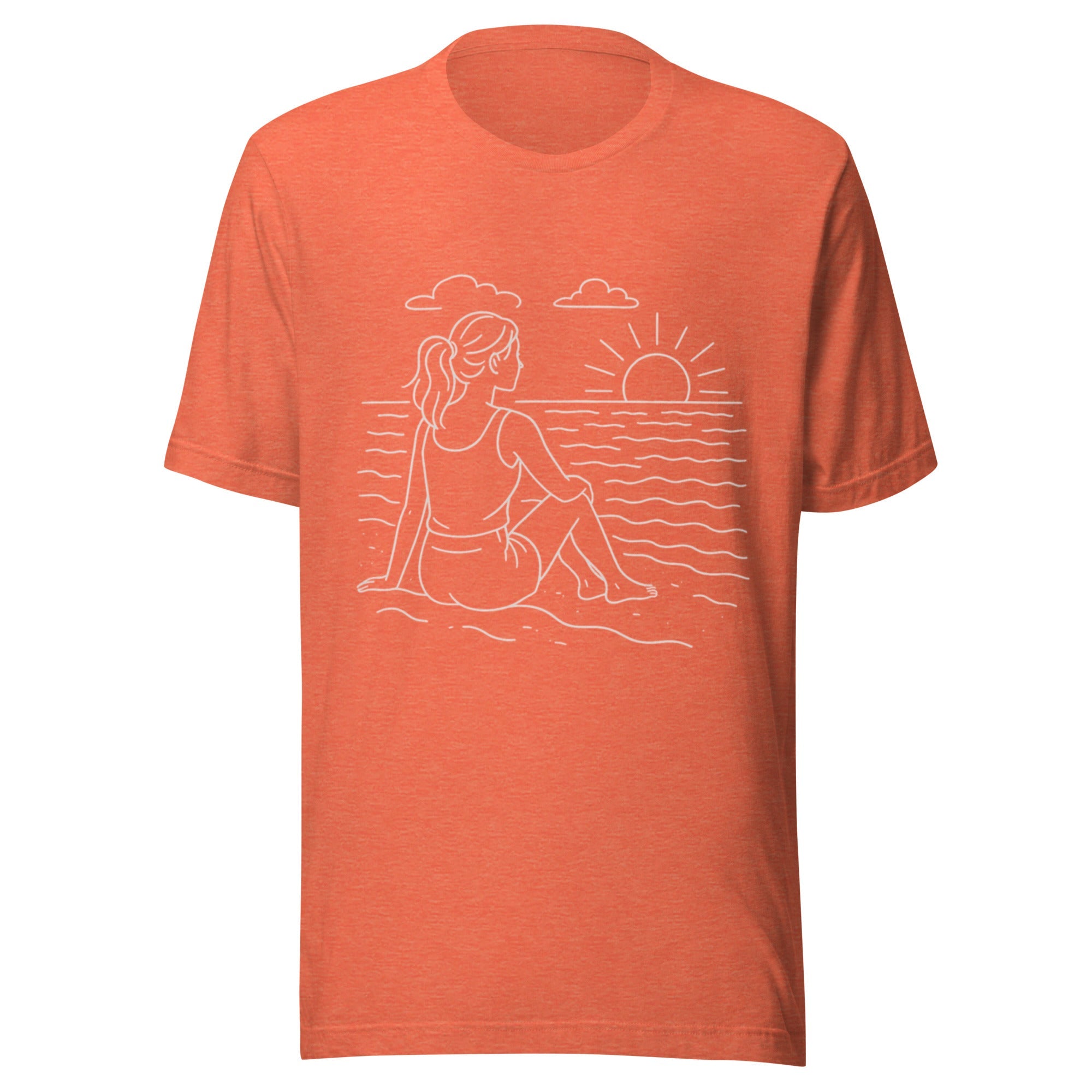 Beach Scene Unisex T-Shirt - Heather Orange - The Elise Emporium