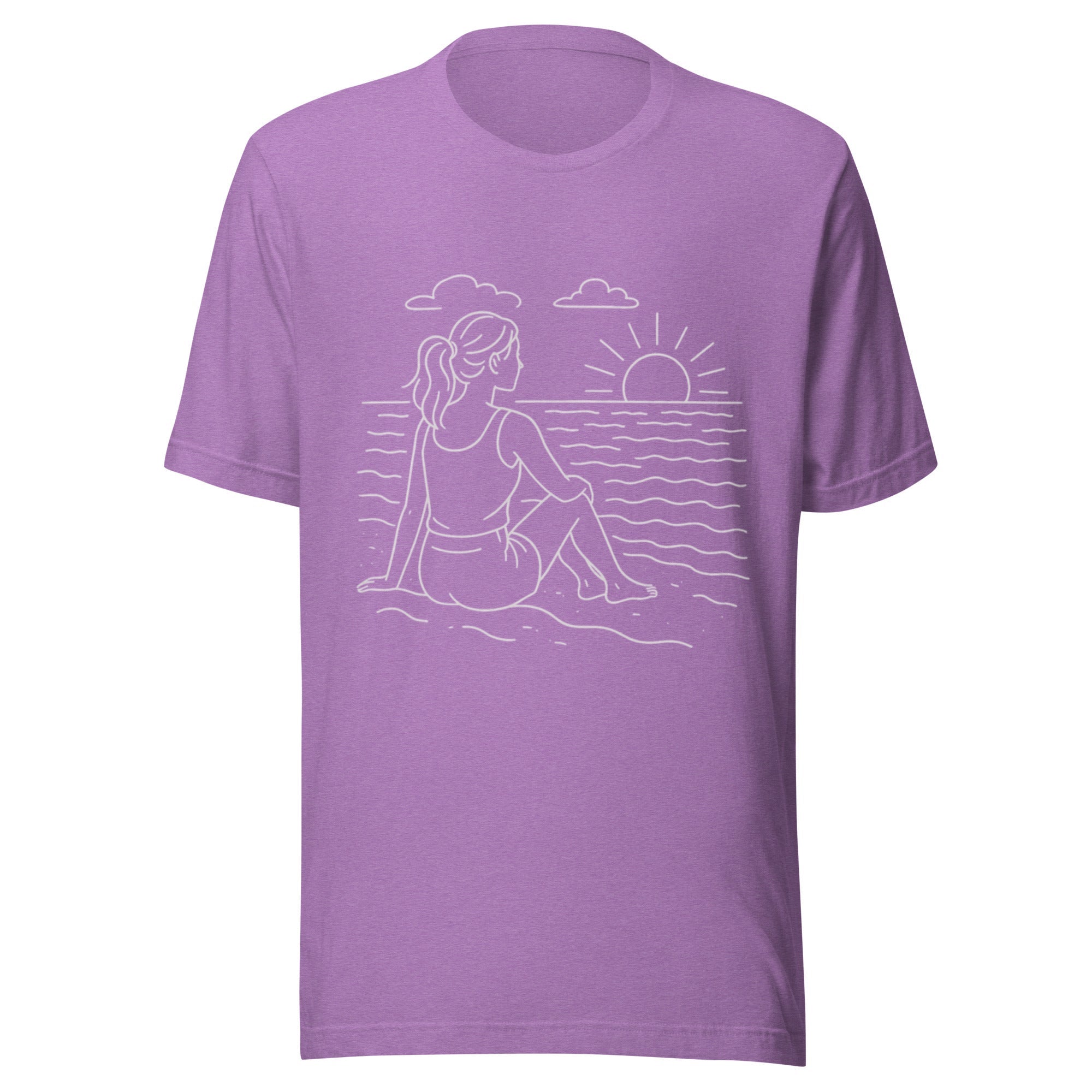 Beach Scene Unisex T-Shirt - Heather Team Purple - The Elise Emporium