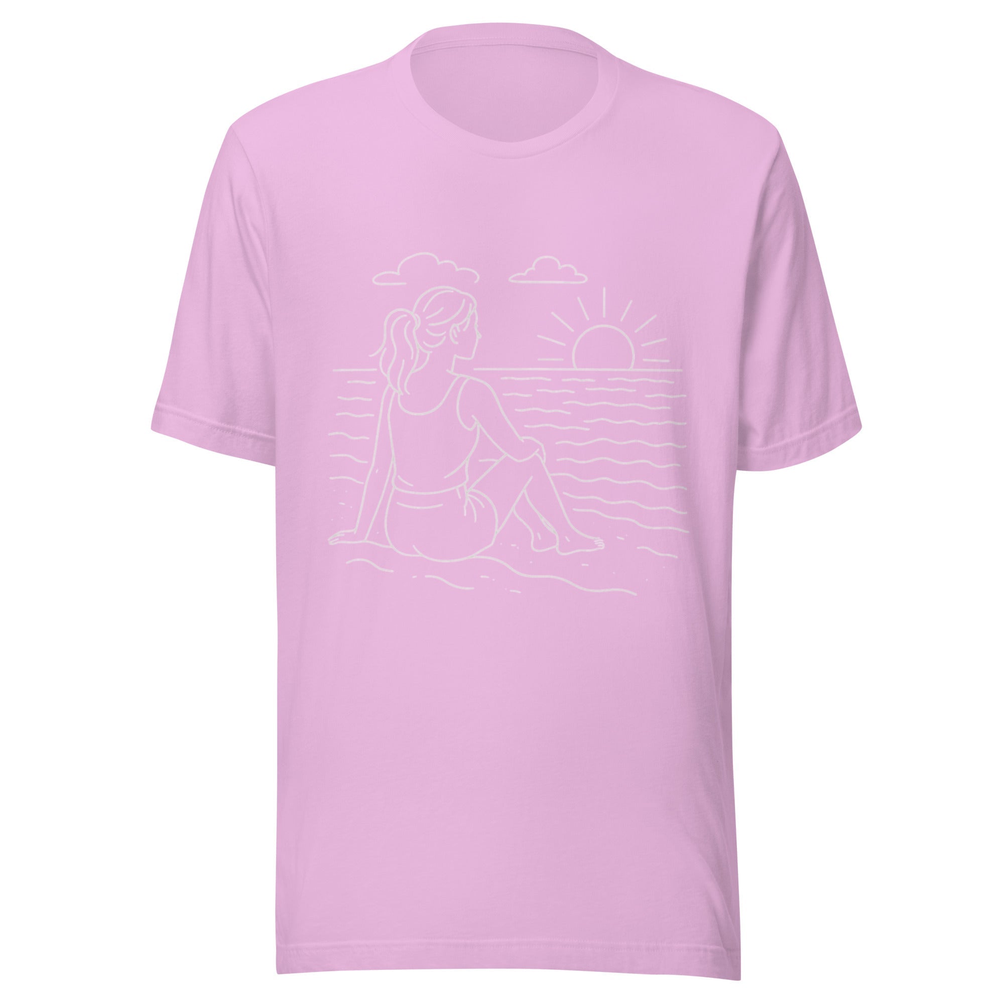 Beach Scene Unisex T-Shirt - Lilac - The Elise Emporium