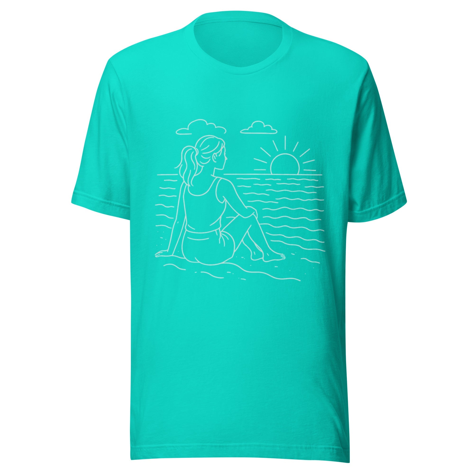 Beach Scene Unisex T-Shirt - Teal - The Elise Emporium