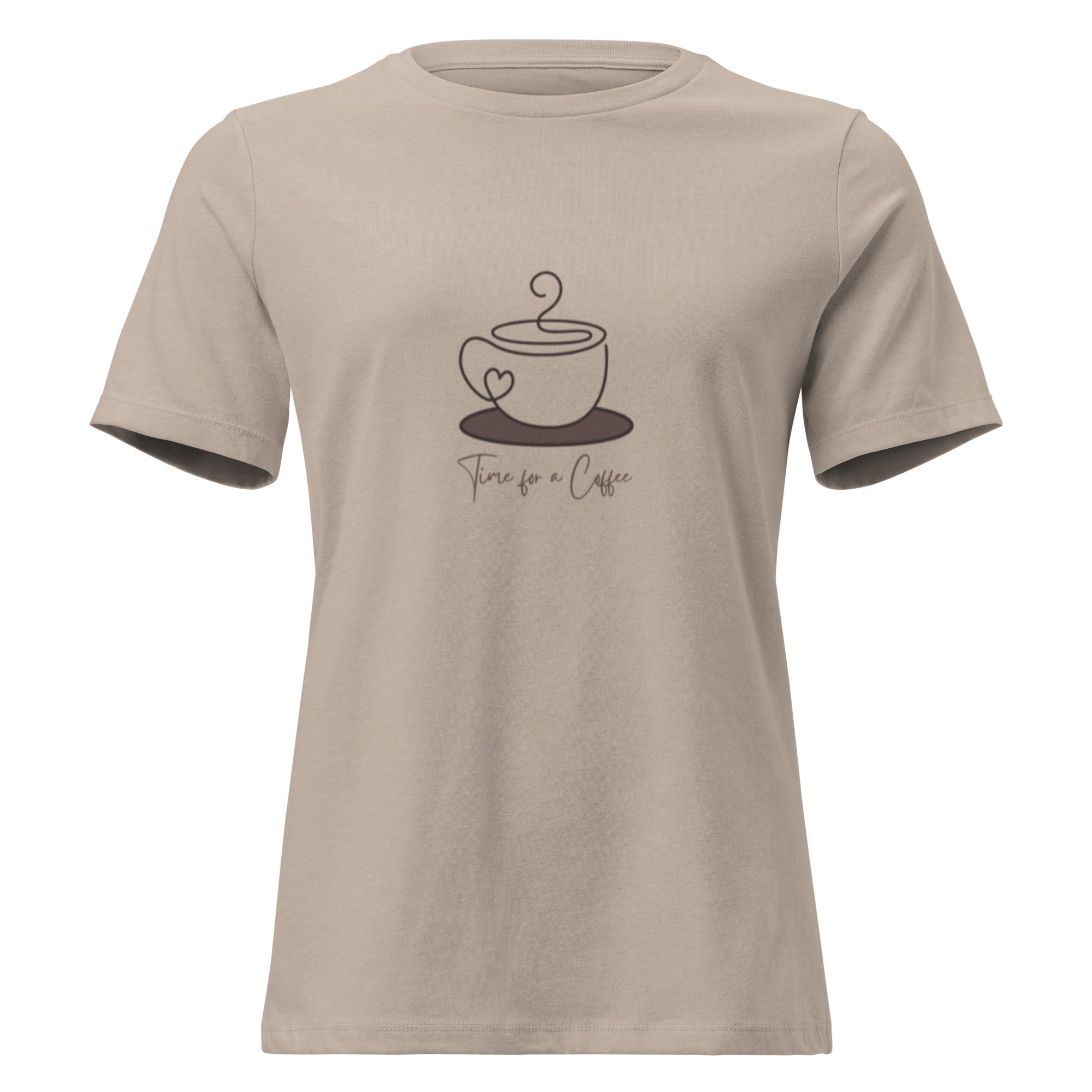 Coffee Line Art Women's Relaxed T-Shirt - Heather Stone - The Elise Emporium