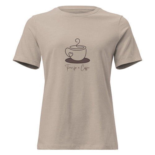 Coffee Line Art Women's Relaxed T-Shirt - Heather Stone - The Elise Emporium