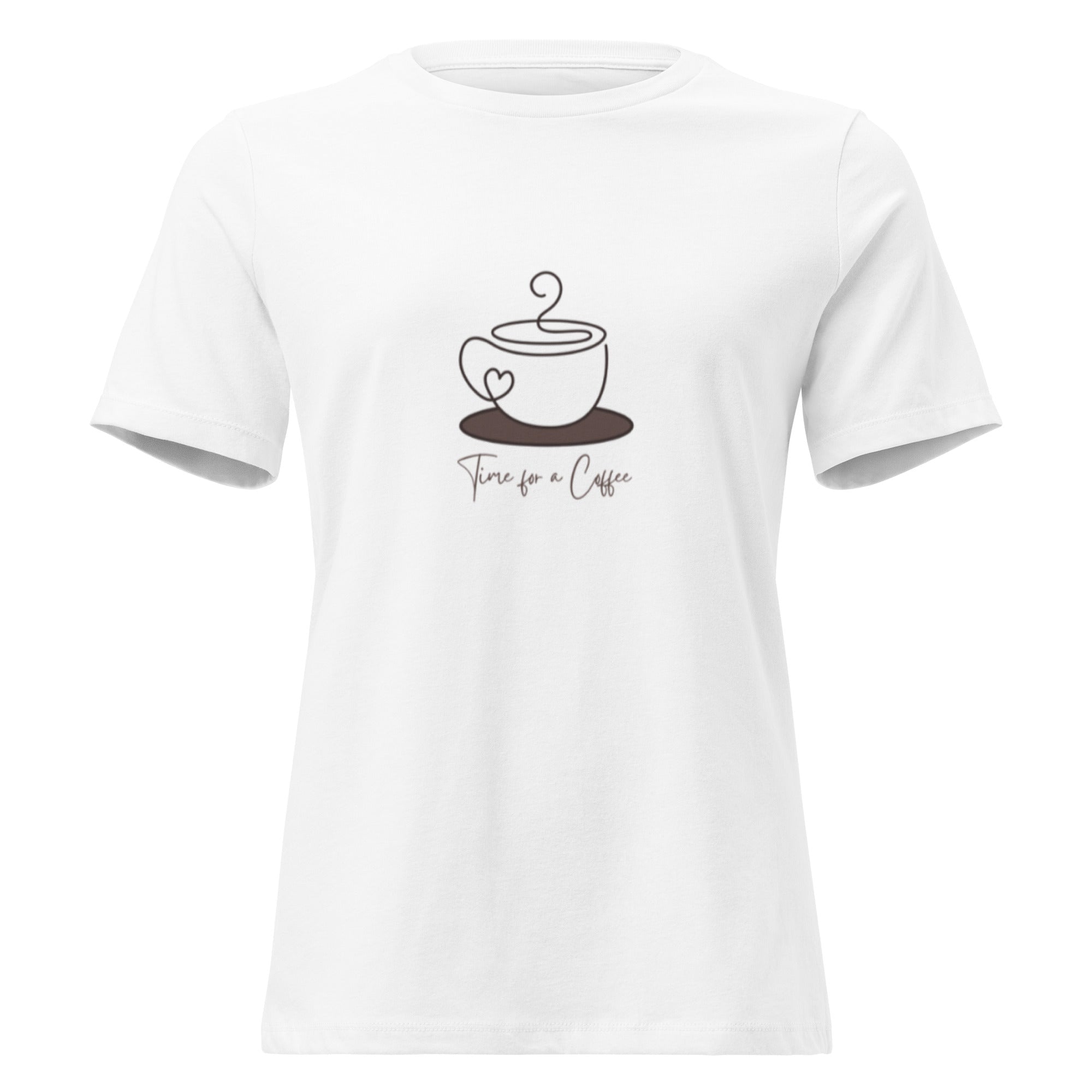 Coffee Line Art Women's Relaxed T-Shirt - White - The Elise Emporium