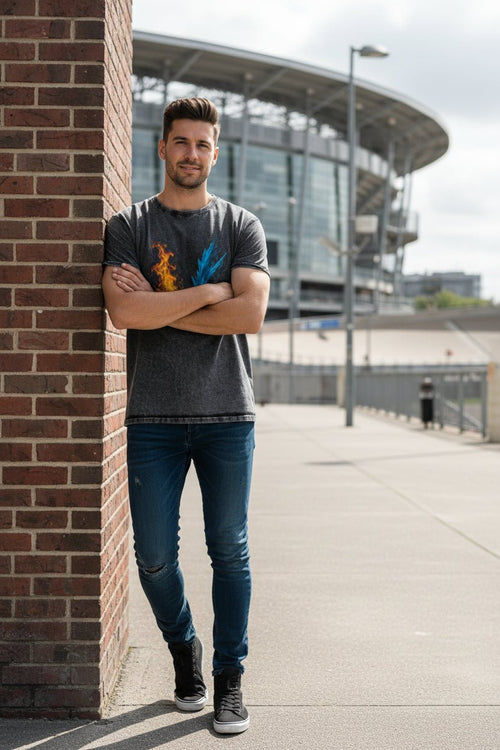 Fire & Ice Denim Style T-Shirt - Black - The Elise Emporium