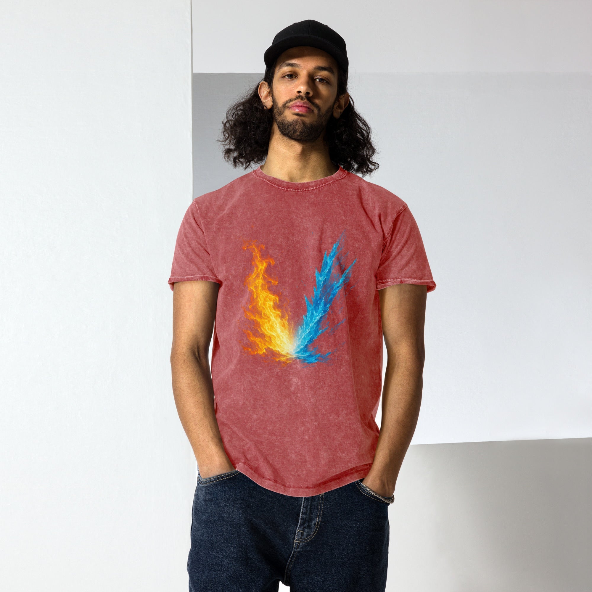 Fire & Ice Denim Style T-Shirt - Denim Blue - The Elise Emporium