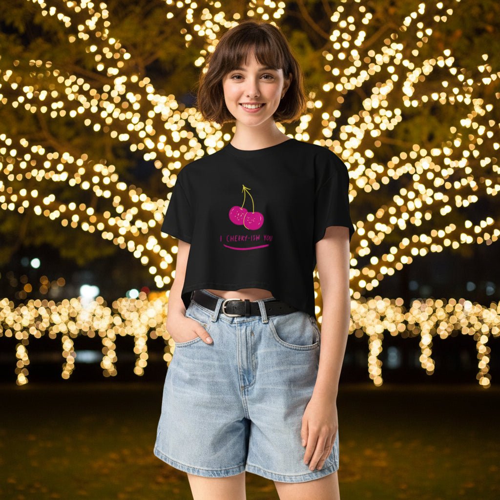 I Cherry - ish You Crop Top - Black - The Elise Emporium