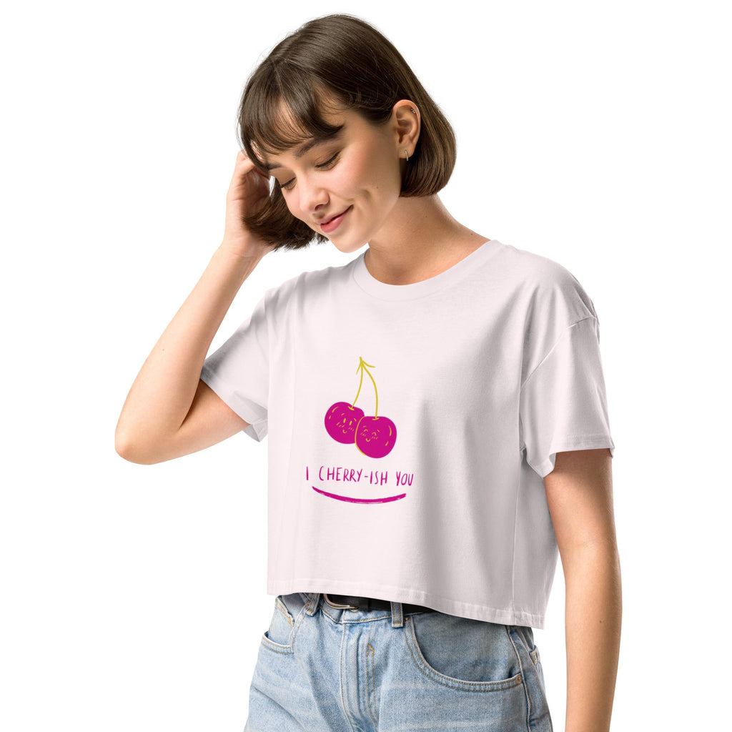 I Cherry - ish You Crop Top - White - The Elise Emporium
