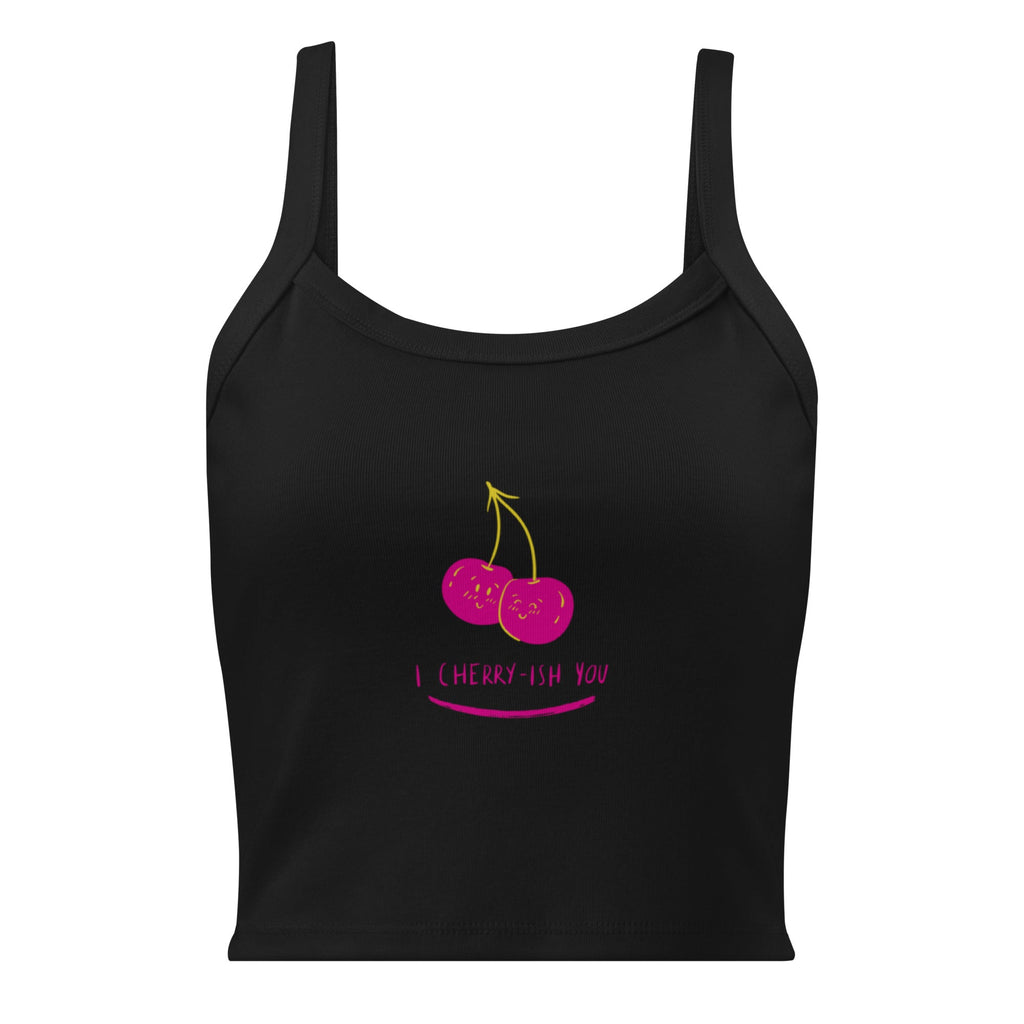 I Cherry - ish You Tank Top - Solid Black Blend - The Elise Emporium