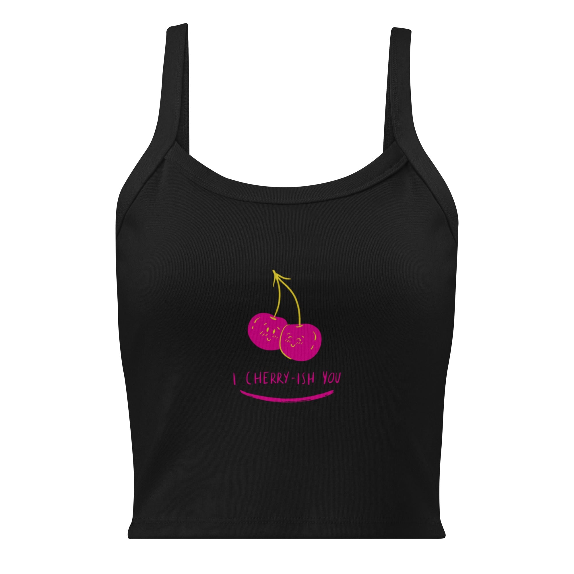 I Cherry - ish You Tank Top - Solid Black Blend - The Elise Emporium