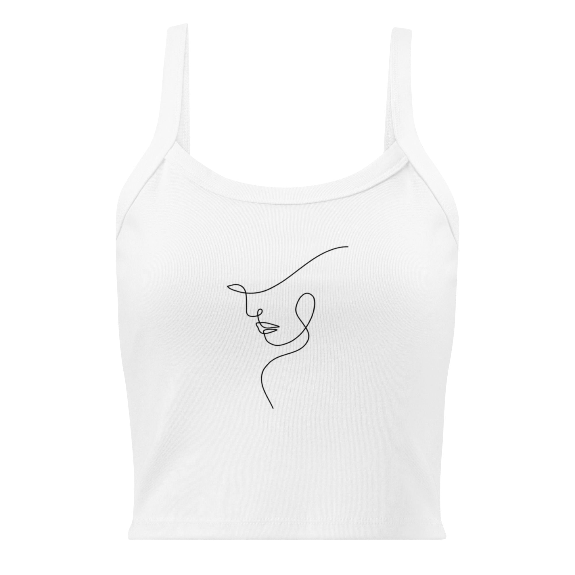 Line Art Face Tank Top - Solid White Blend - The Elise Emporium