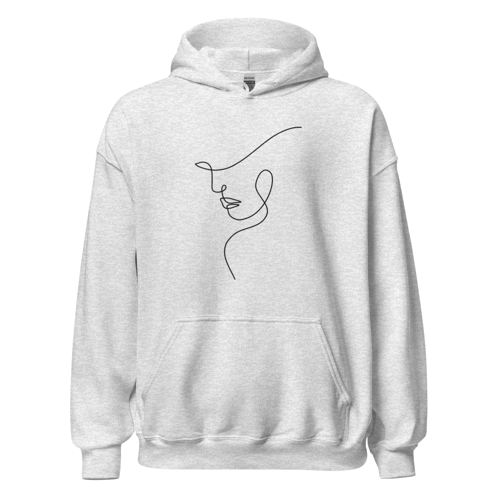 Line Art Face Unisex Hoodie - Ash - The Elise Emporium