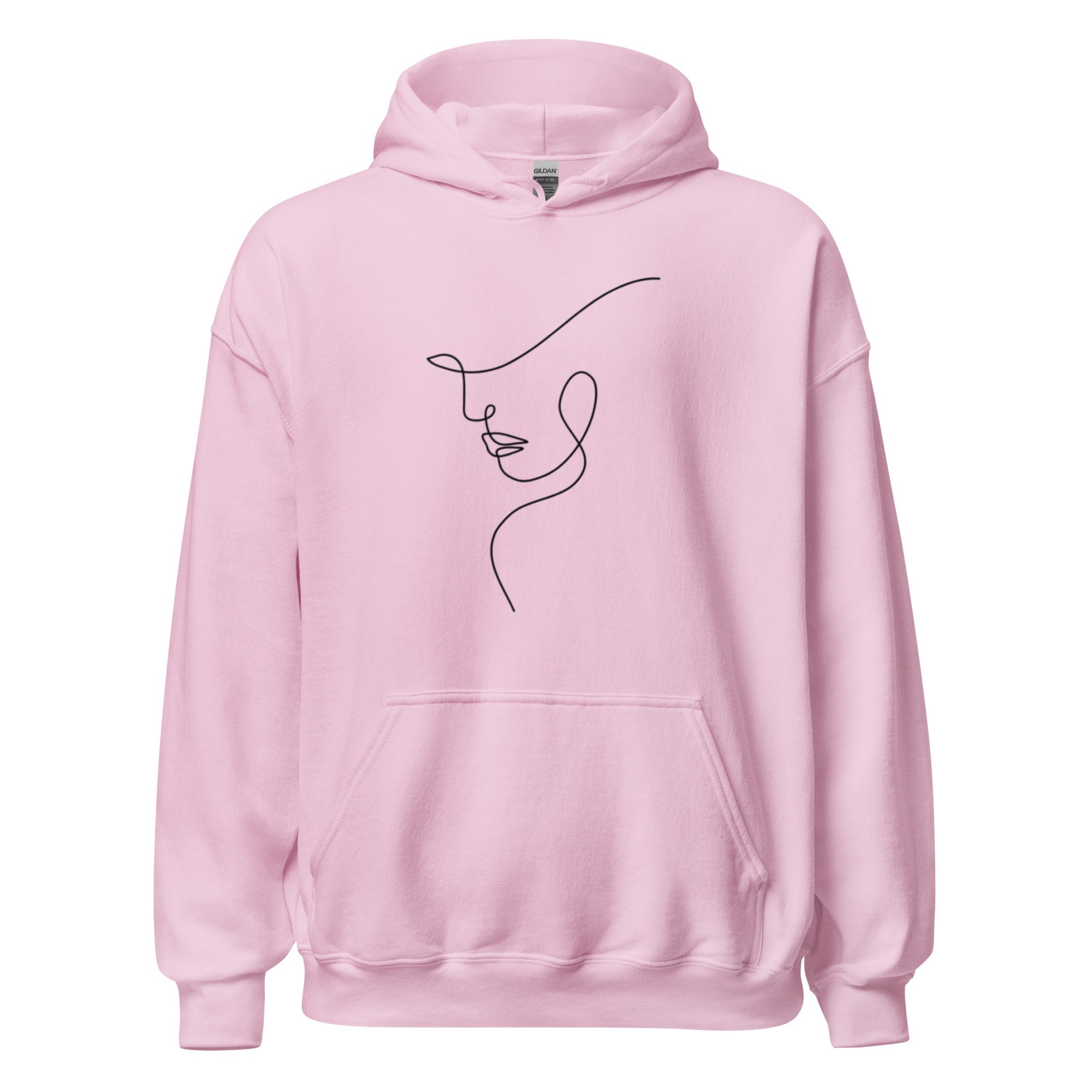 Line Art Face Unisex Hoodie - Light Pink - The Elise Emporium