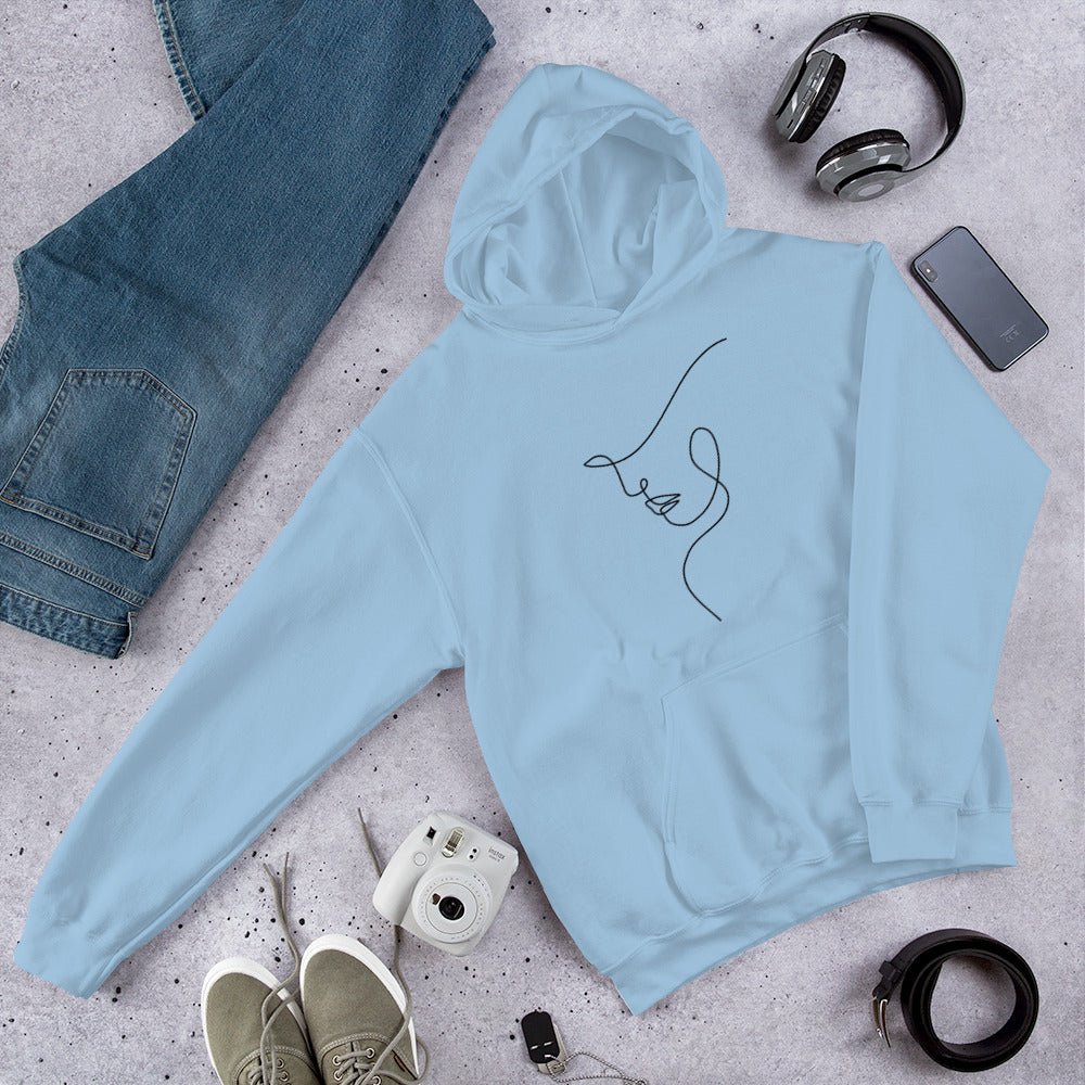Line Art Face Unisex Hoodie - White - The Elise Emporium
