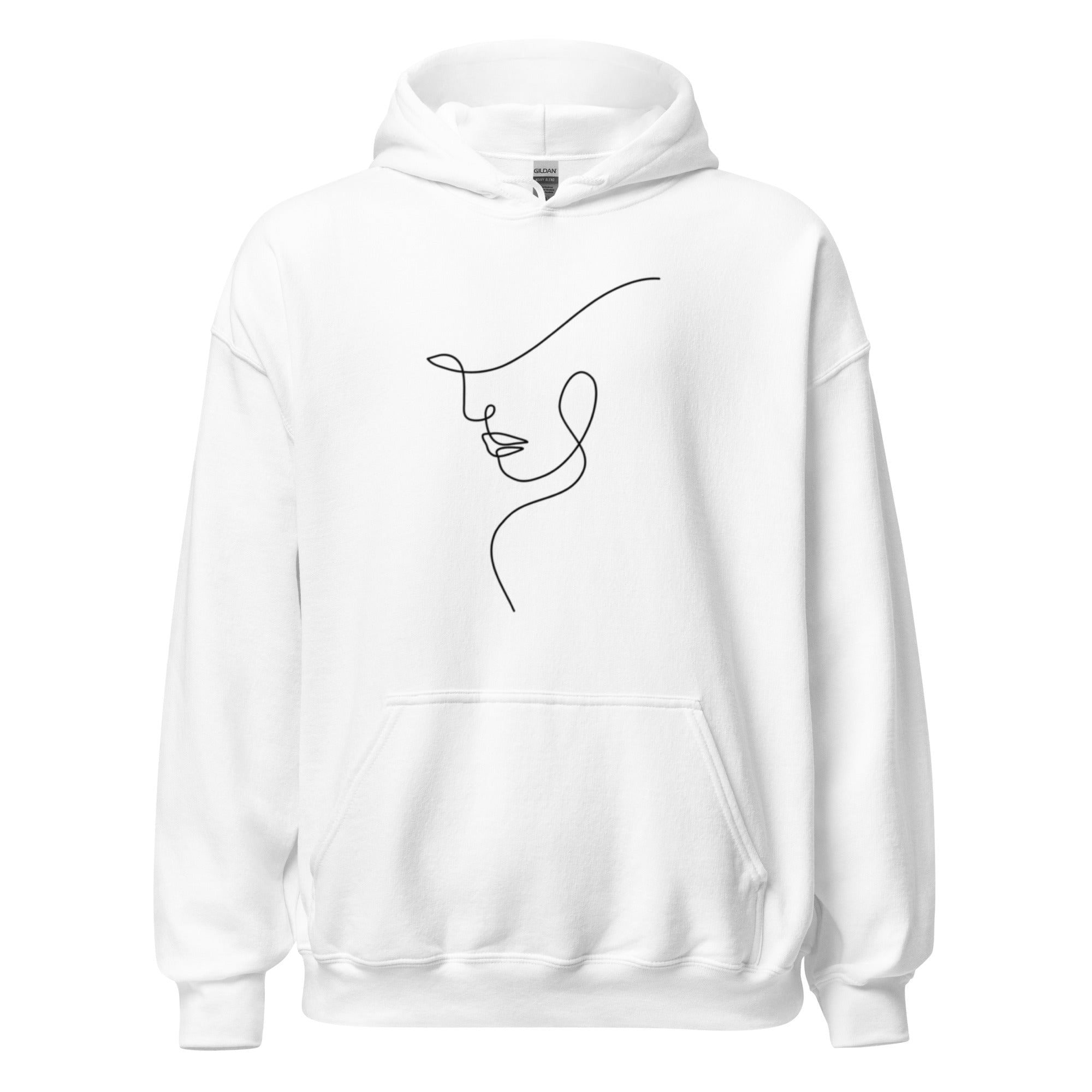 Line Art Face Unisex Hoodie - White - The Elise Emporium