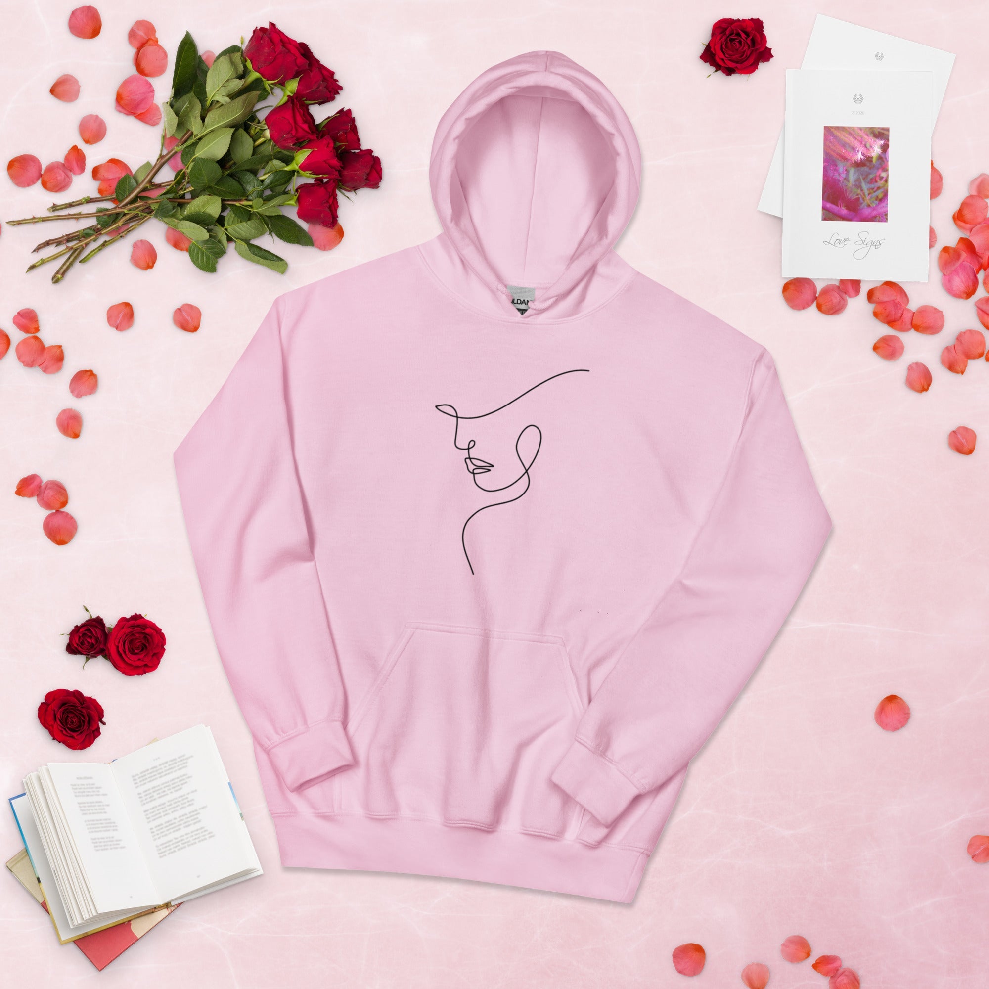 Line Art Face Unisex Hoodie - White - The Elise Emporium