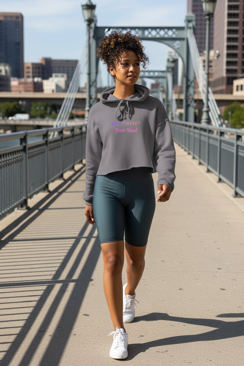 Not Perfect Just Real Crop Hoodie - S - The Elise Emporium