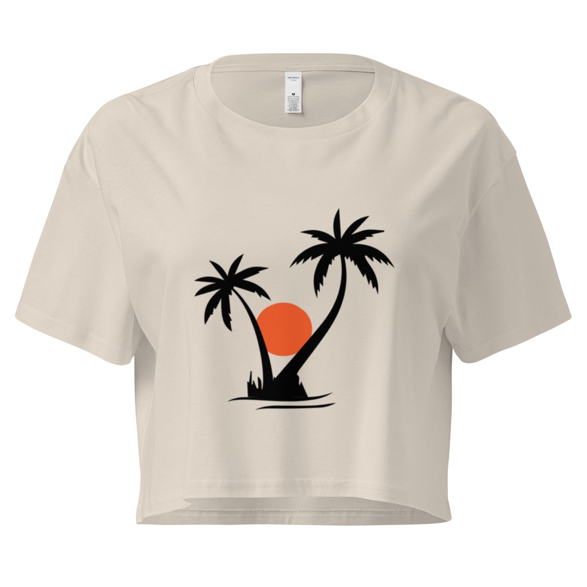 Palm Tree Crop Top - Bone - The Elise Emporium