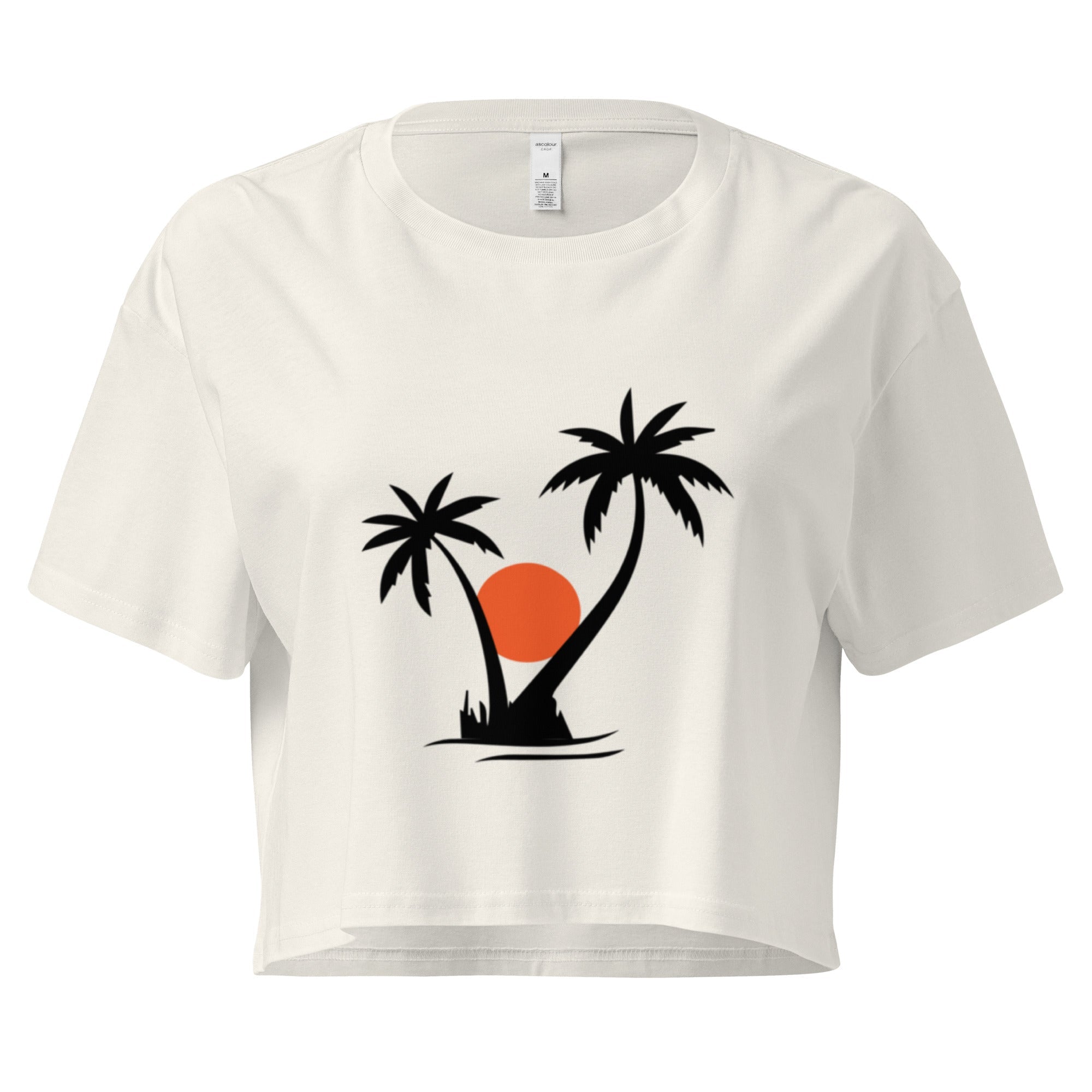 Palm Tree Crop Top - Ecru - The Elise Emporium