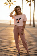 Palm Tree Crop Top - Pale Pink - The Elise Emporium