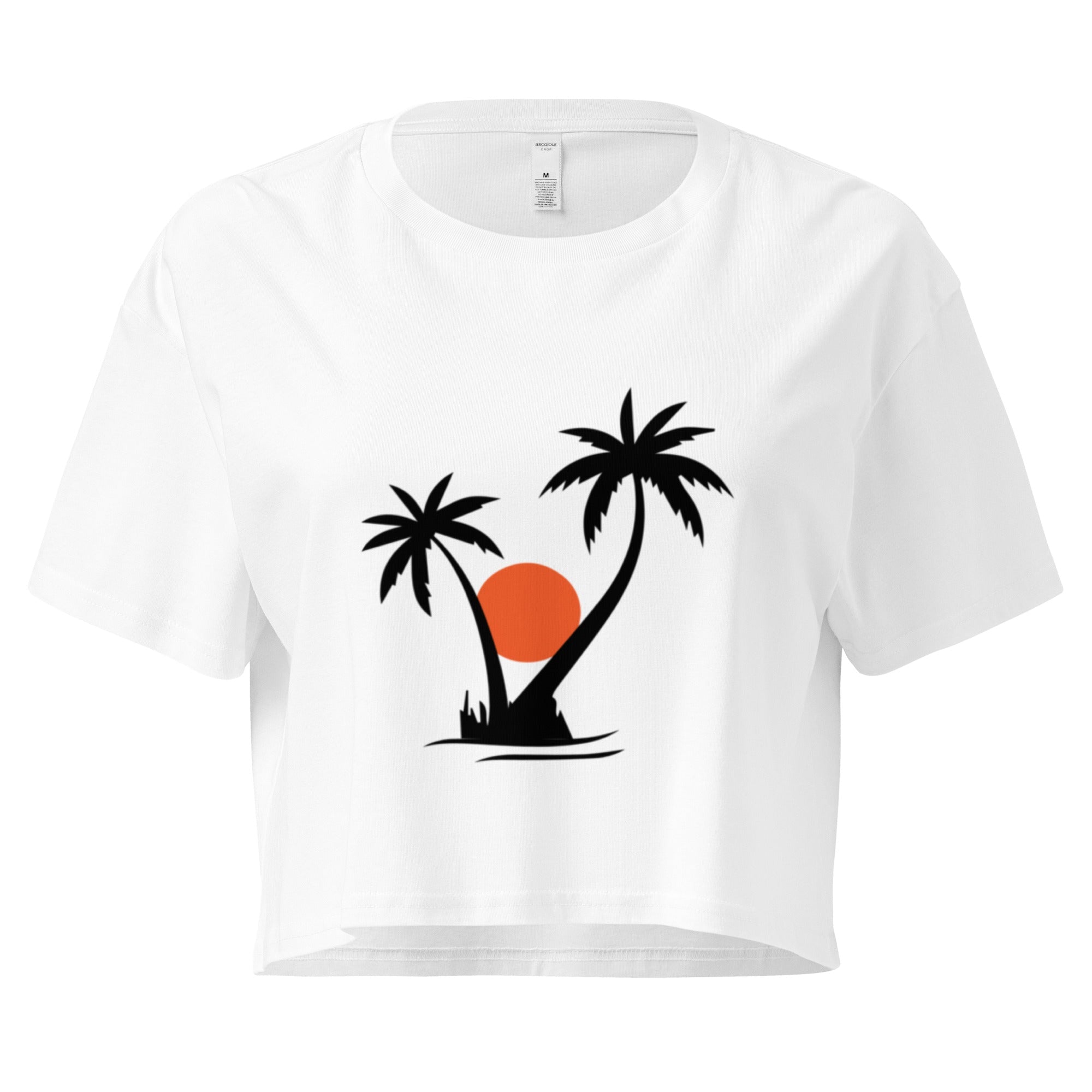 Palm Tree Crop Top - White - The Elise Emporium