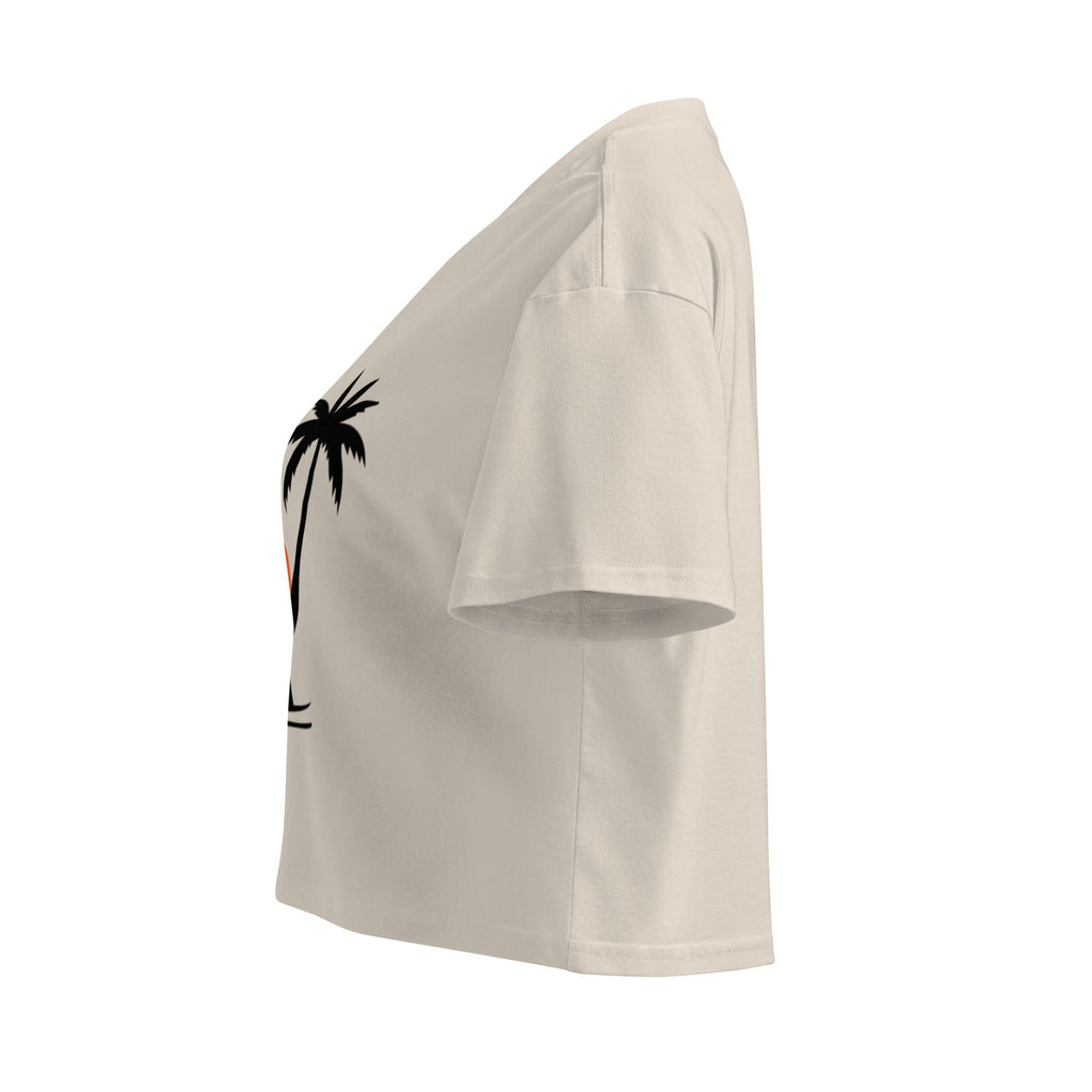 Palm Tree Crop Top - White - The Elise Emporium