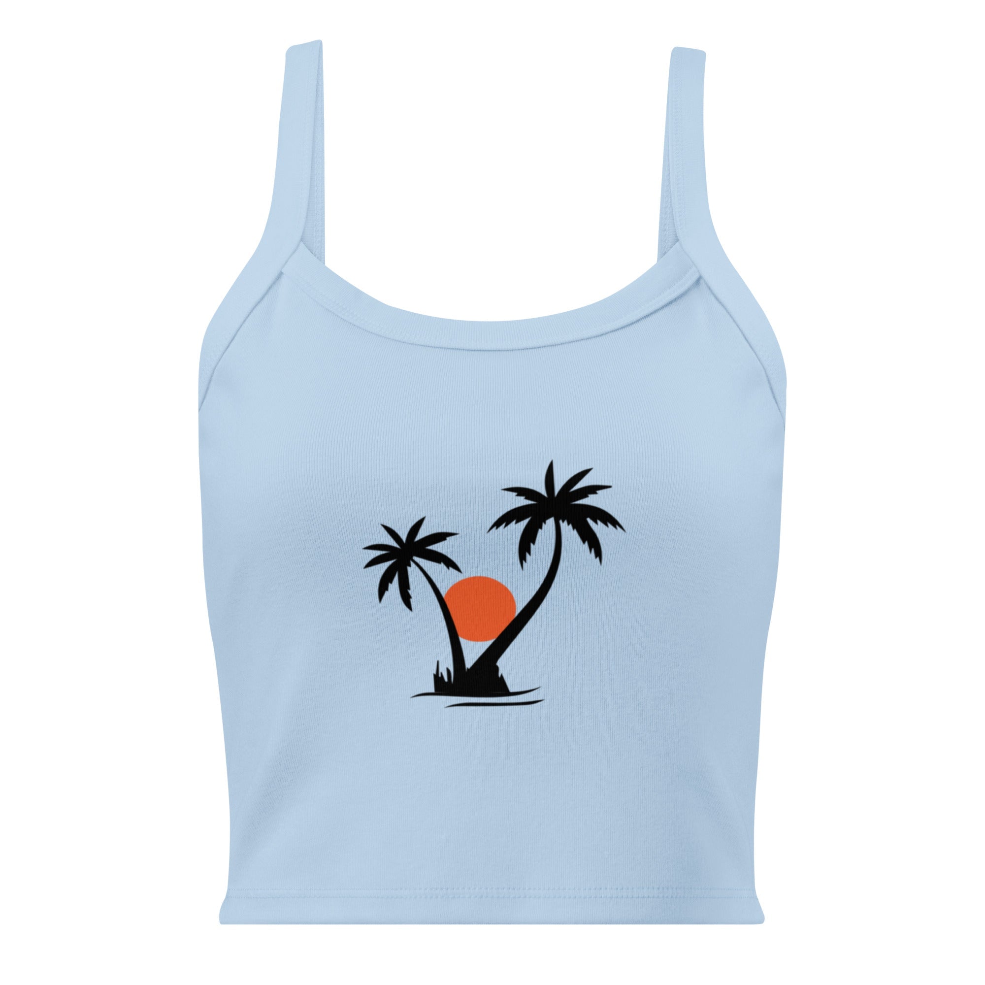Palm Tree Tank Top - Solid Baby Blue Blend - The Elise Emporium