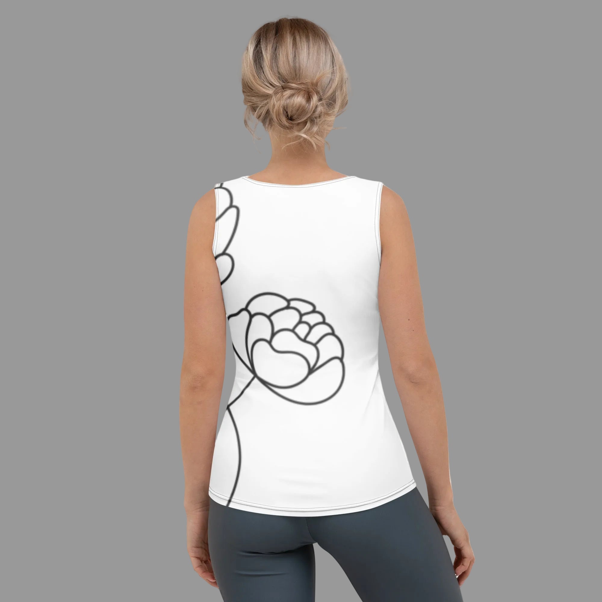 Rose Line Art Tank Top - XS - The Elise Emporium