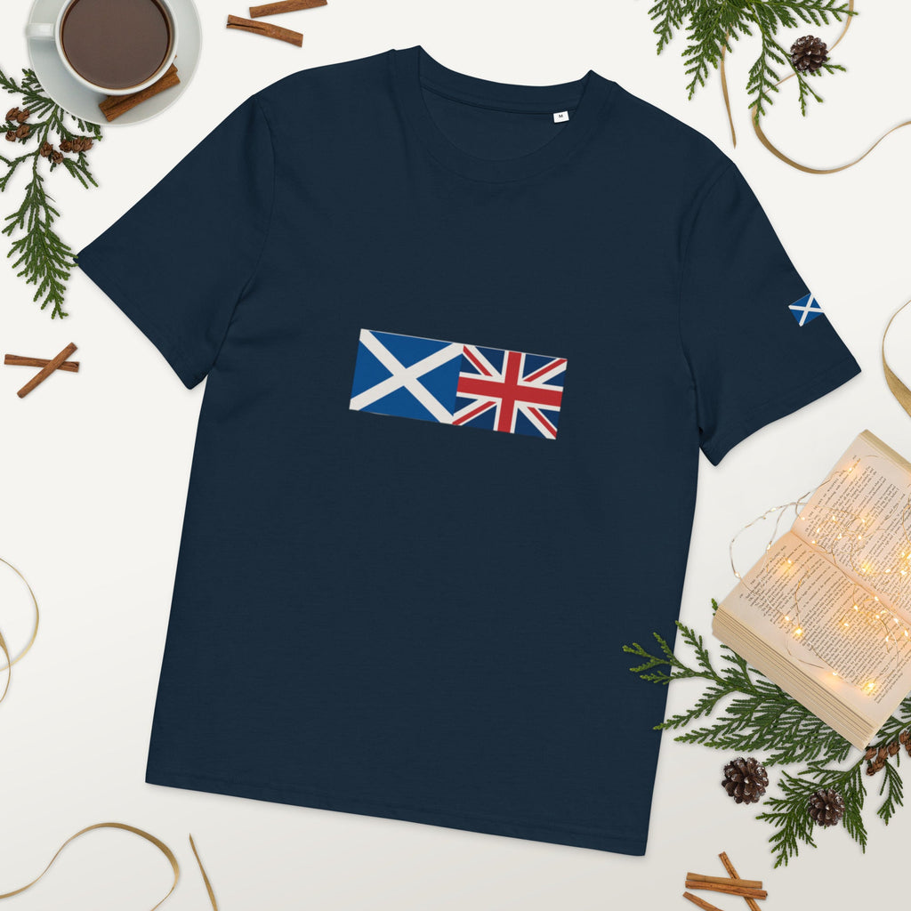 Scotland Flag & Union Jack T-Shirt | Organic Cotton - French Navy - The Elise Emporium