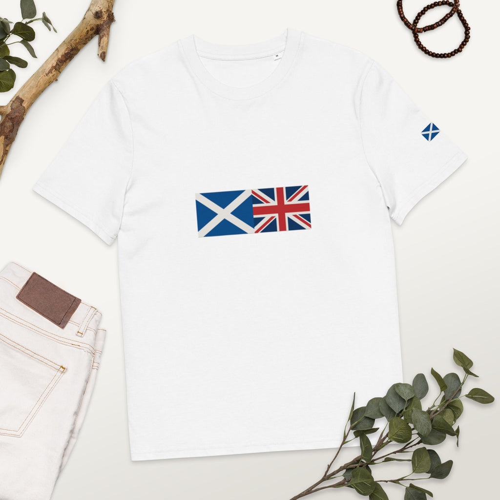 Scotland Flag & Union Jack T-Shirt | Organic Cotton - White - The Elise Emporium
