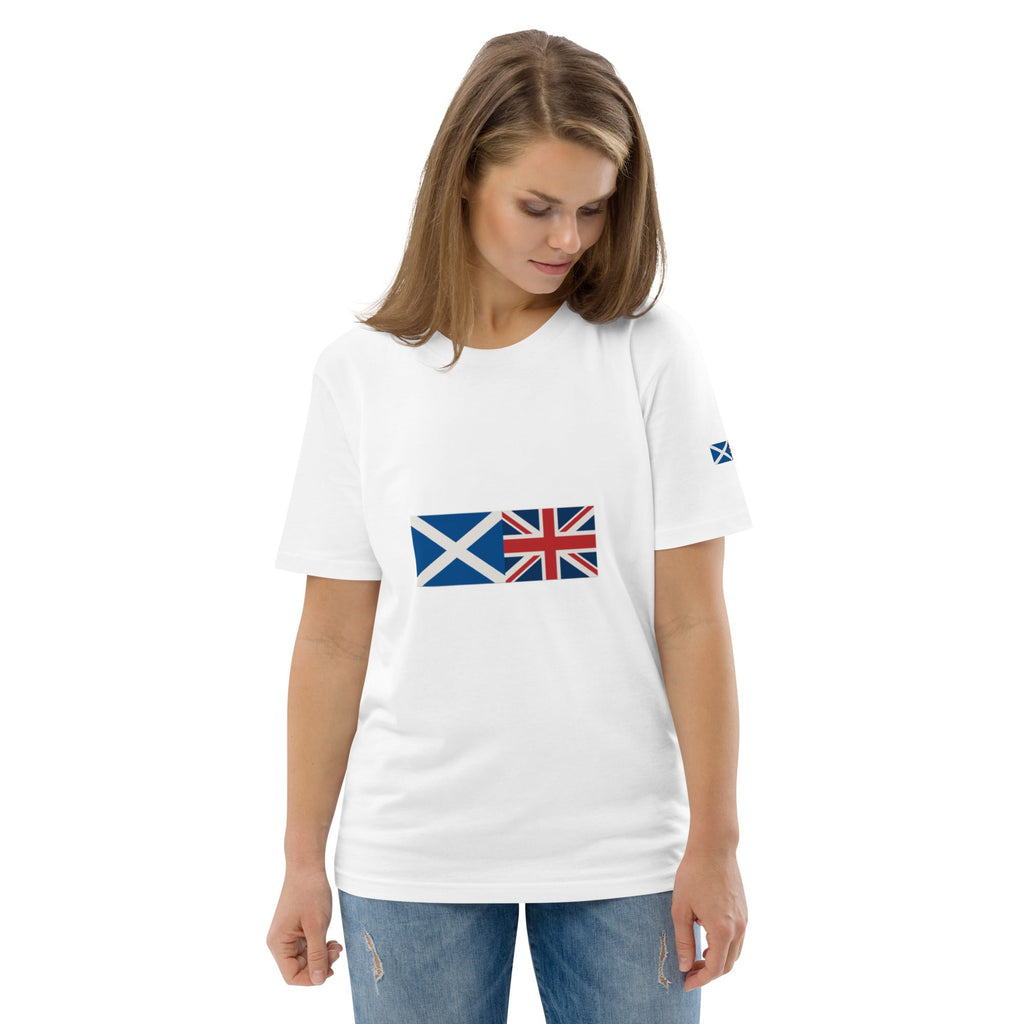 Scotland Flag & Union Jack T-Shirt | Organic Cotton - White - The Elise Emporium