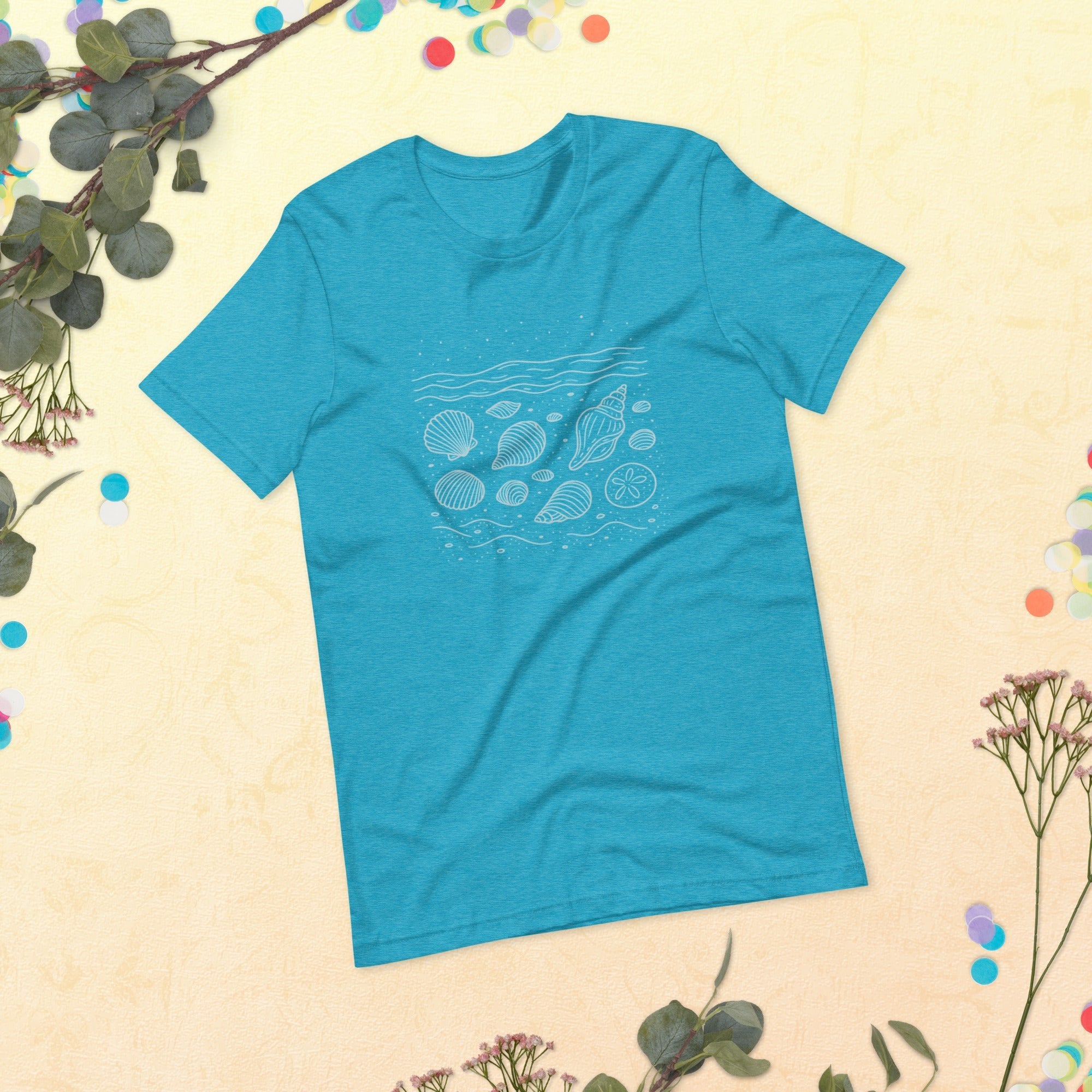 Shells Unisex T-Shirt - Heather Aqua - The Elise Emporium