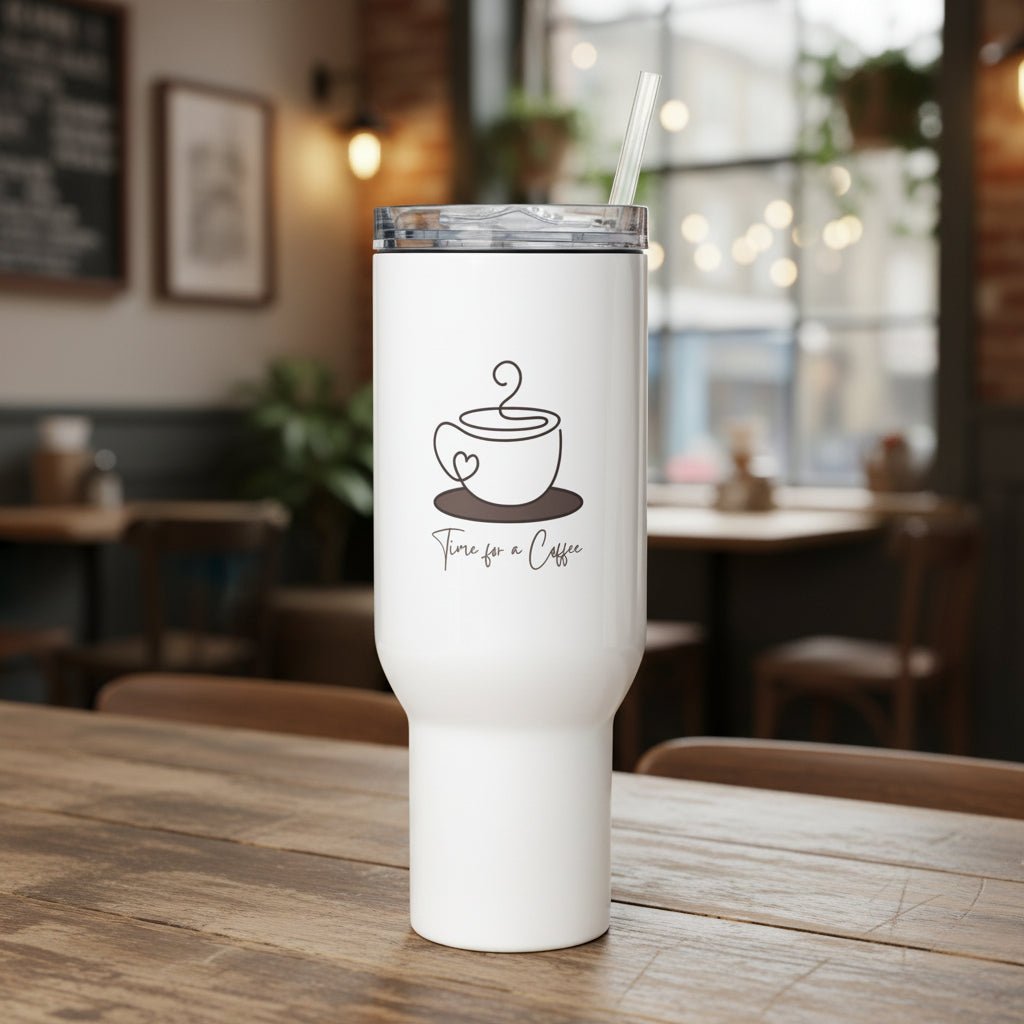 Time for a Coffee | Insulated Travel Mug with Handle - 25 oz - The Elise Emporium