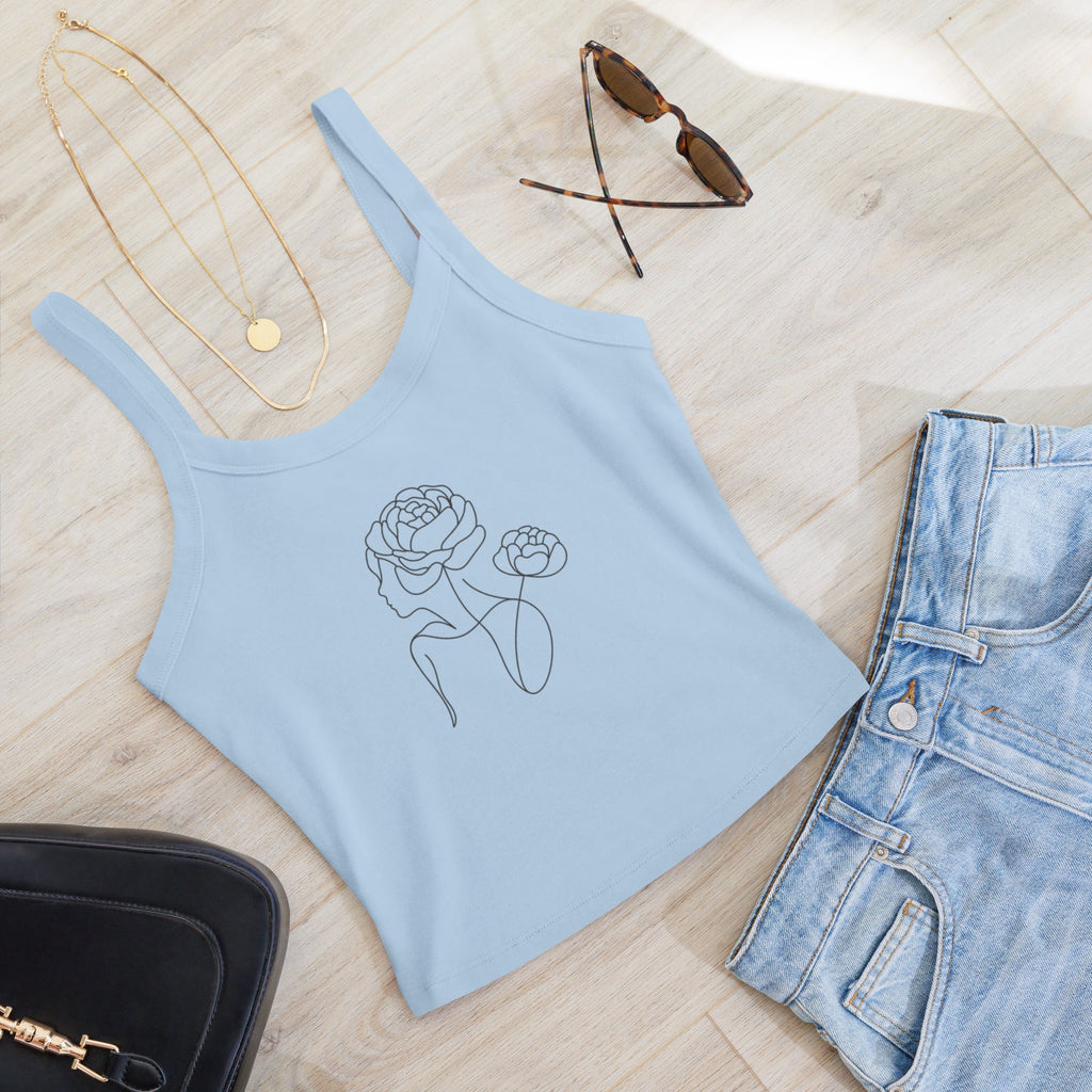 Women’s micro - rib tank top - Solid Baby Blue Blend - The Elise Emporium