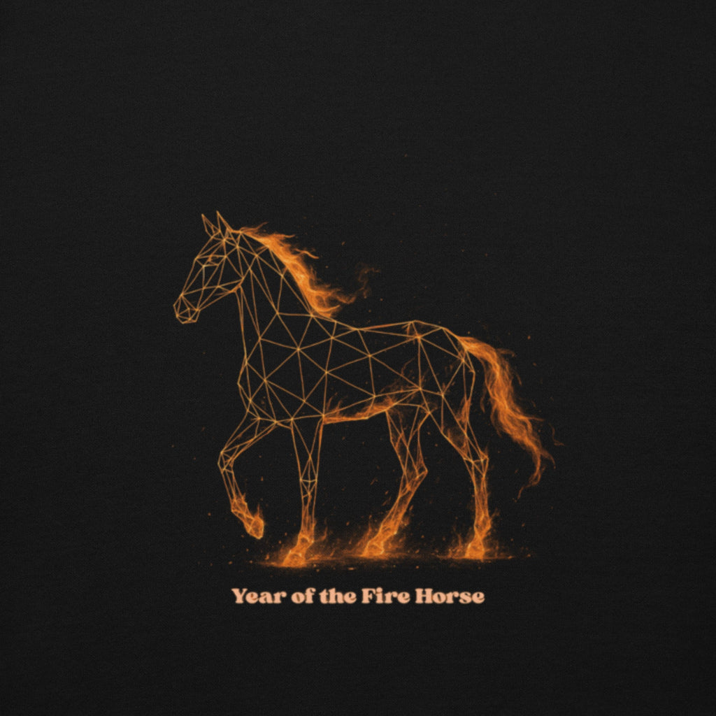 Year of the Fire Horse Unisex Hoodie - Black - The Elise Emporium